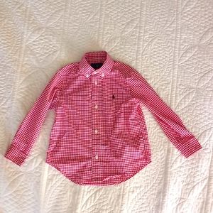 Boys 3t Ralph Lauren red gingham button down shirt